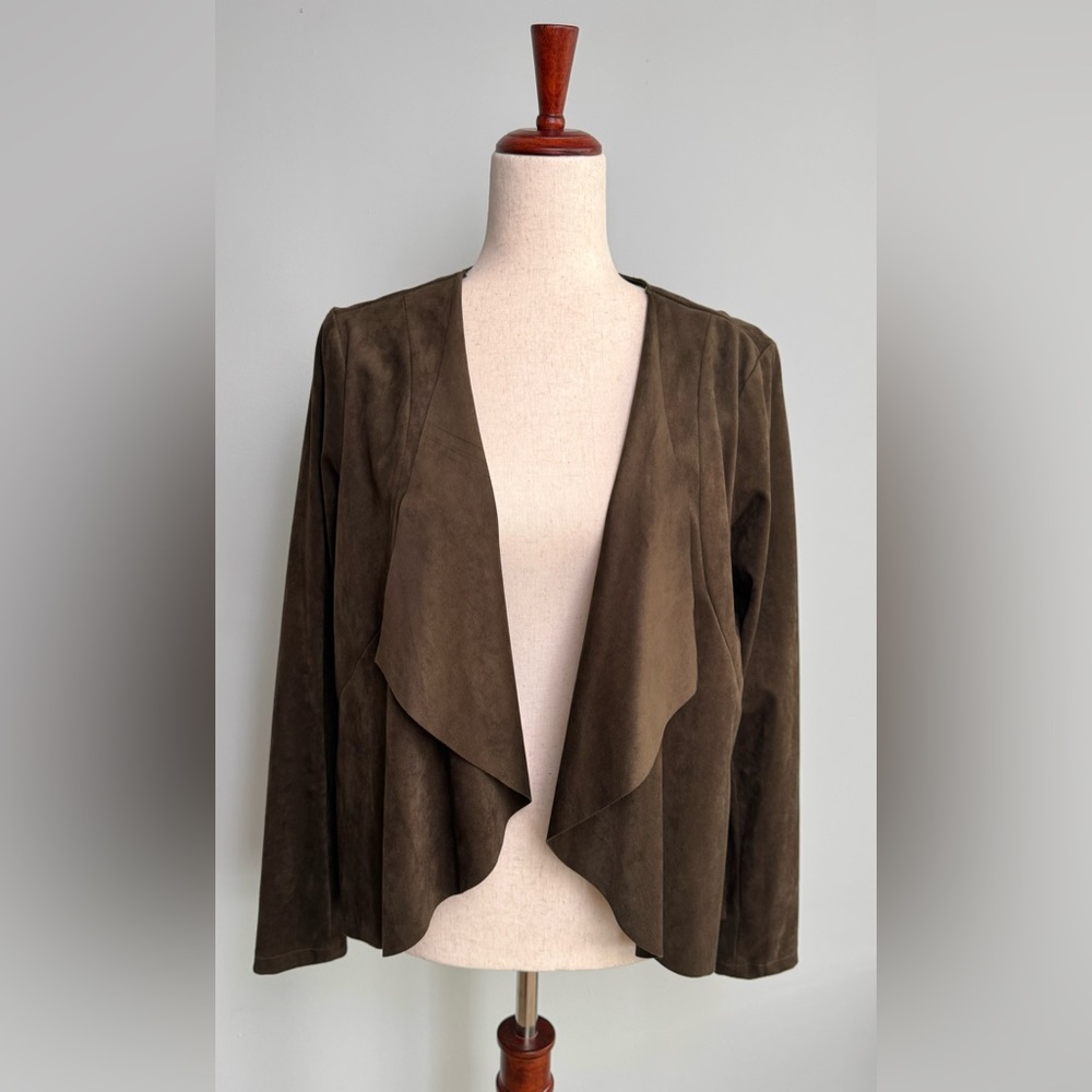 Promod Boutique Française olive green faux suede jacket